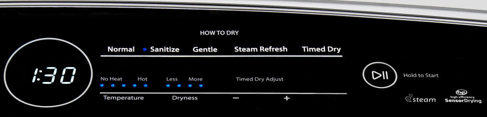Whirlpool Cabrio WED7300DW Controls.