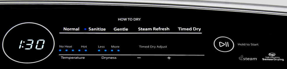 Whirlpool Cabrio WED7300DW Controls.