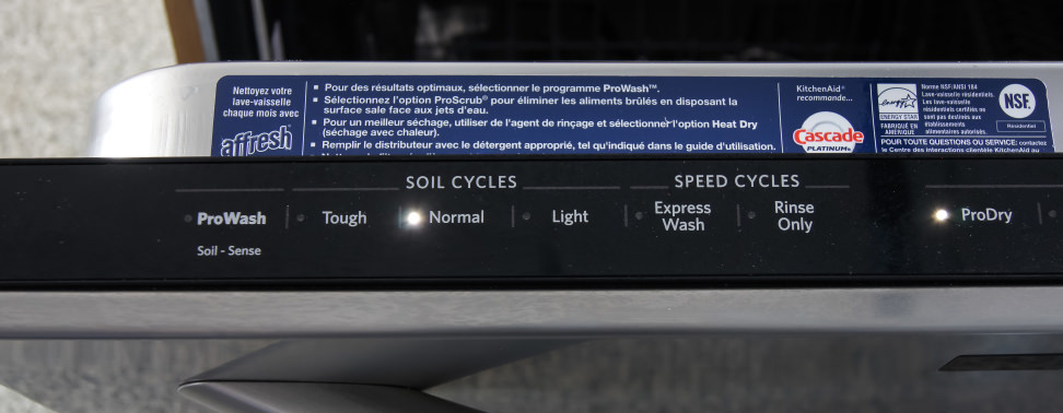 KitchenAid KDTM354DSS—Left Side of Controls