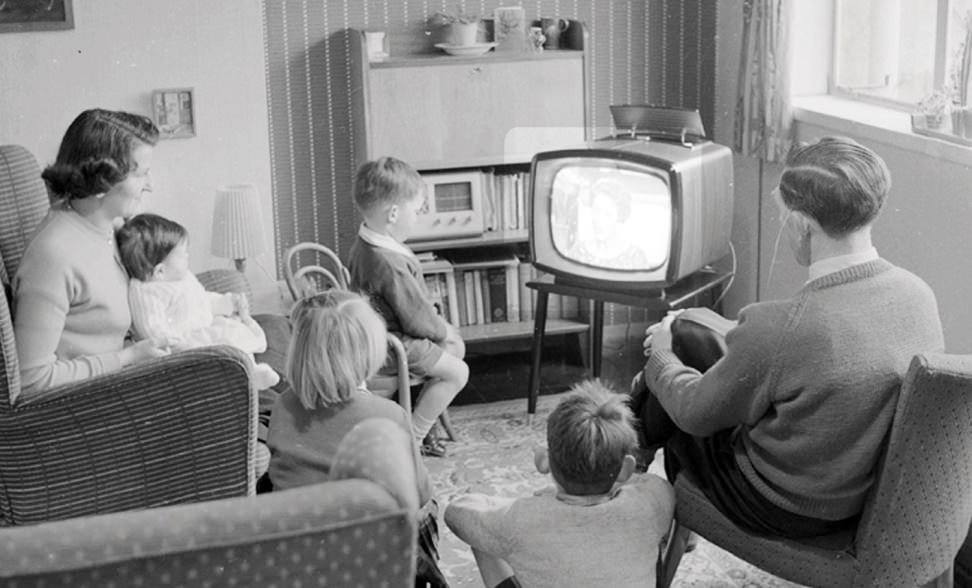 Watching Television In The Living Room 50s